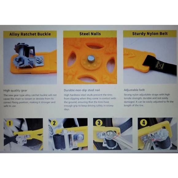 GOOD ROAD TIRE Snow Chains - Premium Quality Strong Durable All Season Anti-Sk.. - Picture 8 of 12